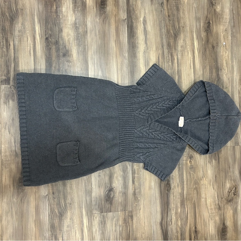Red Camel Charcoal Gray Hooded Knit Mini Dress - Picture 2 of 6